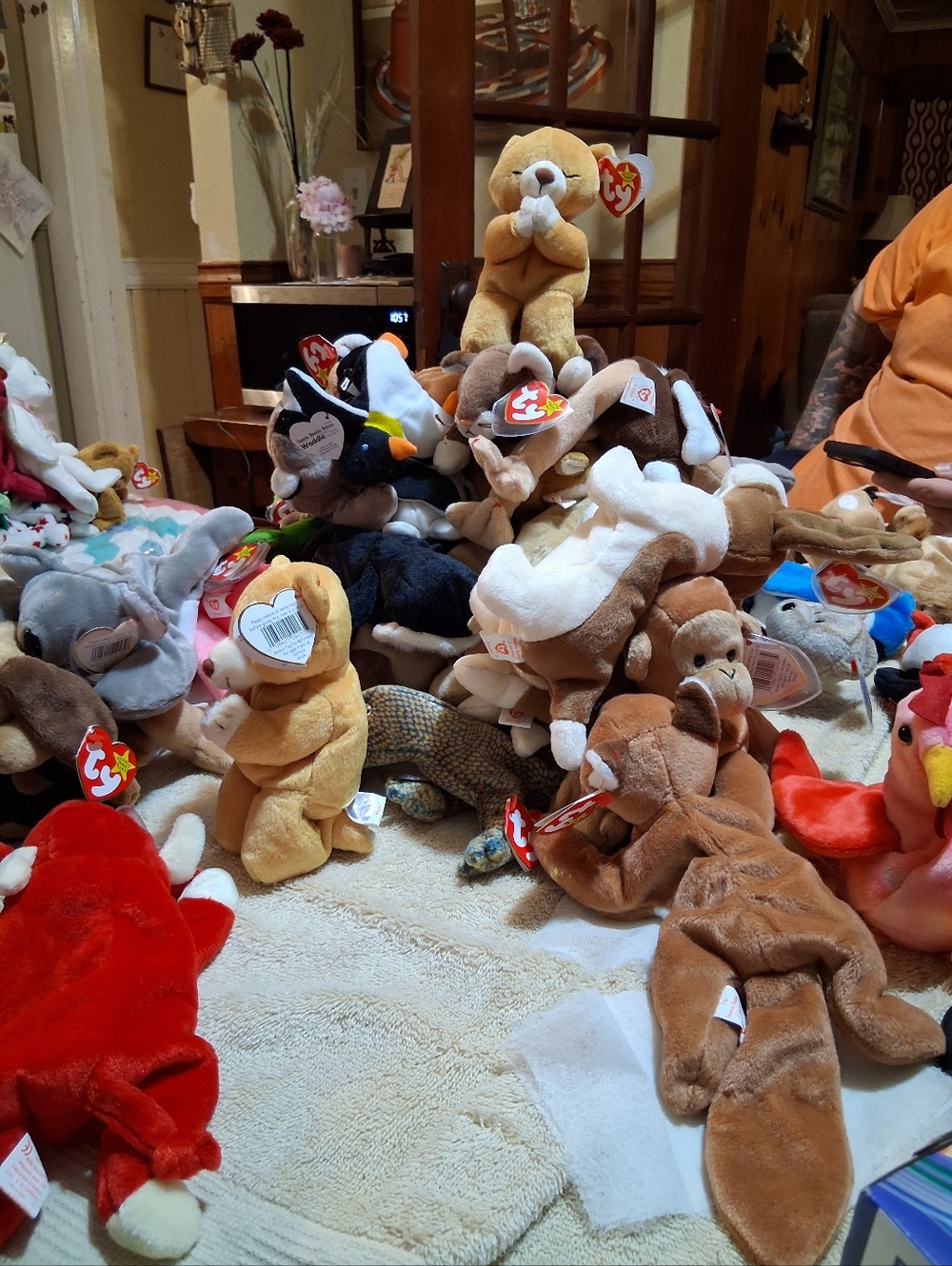 Ty Beanie Baby Assorted Plush Lot - Brown, Tan, White, Black, Red